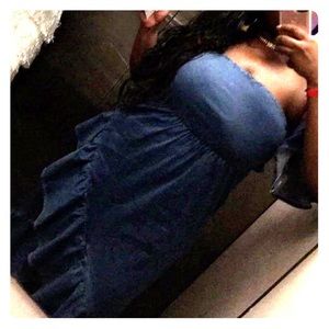 Fashion Nova Maxi Denim Ruffle Dress